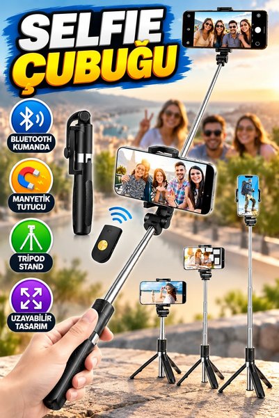 canrodi Magnetic Bluetooth-Controlled Cell Phone Tripod Stand and Selfie Stick
