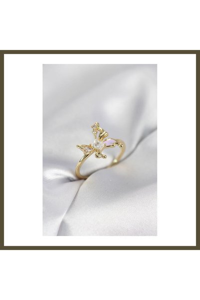 northcity n Gold-Colored Butterfly-Style Modal Women's Ring with Zircon Stone...