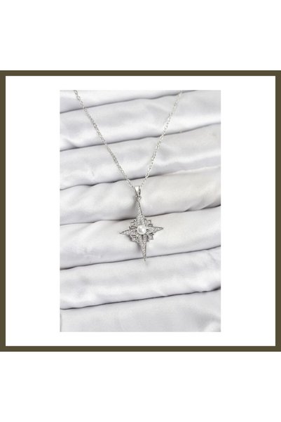 northcity n 316L Stainless Steel Chain, Silver-Colored North Star Design, Zir...