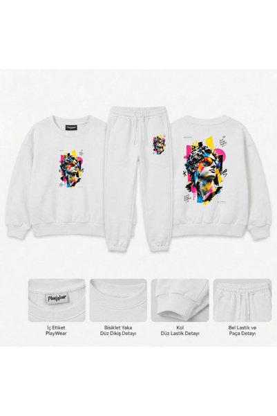playwear Team Sweatshirt with Sculpture Print for Girls, Boys, and Kids—Crew ...