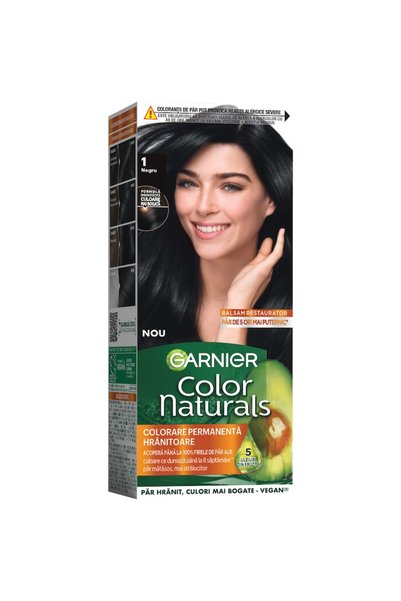 Garnier Μόνιμη βαφή μαλλιών με αμμωνία Color Naturals, 1 Μαύρο, 112 ml