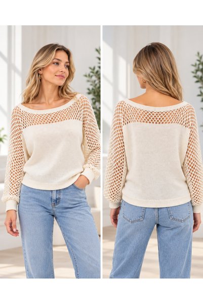 MARWARİ OTANTİK BUTİK Women's Mesh-Detail, Premium-Quality Mercerized Blouse