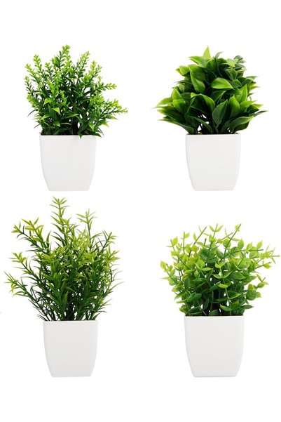 YILANJIN 4 Pack Artificial Plants in Pots, 20 cm Artificial Greenery in Pots,...