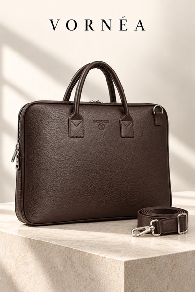 Vornéa Unisex Faux Leather Shock-Resistant 15.6-inch Laptop and Document Bag