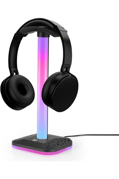 EACAM Headphone Stand, Anti-slip Headset Display Support Bracket with 10 Ligh...
