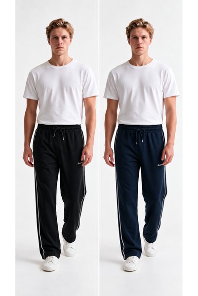 VESTRO Men's 2-Piece Relaxed-Fit Jersey Side-Zip Sweatpants with Zippered Poc...