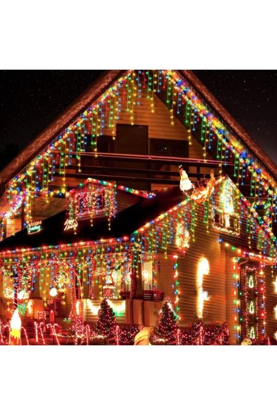 BZRSH Lumini de Crăciun tip țurțur, BZRSH, 25 m, 640 LED-uri, rezistente la a...
