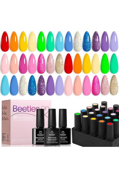 beetles Gel Polish Beetles Summer Gel Nail Polish Set Green Pink Blue Glitter...