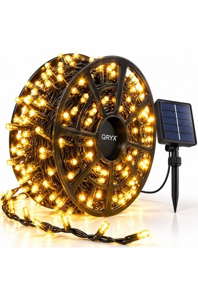 OEM QRYX ®   Монтаж на соларни коледни лампички, 50 м, топло бяло, светлинни ...