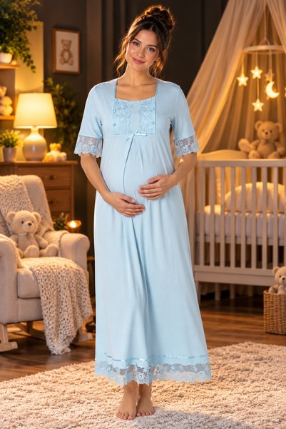 by İGP Effortt Comfortable Short-Sleeved Nightgown for Pregnant Women and New...