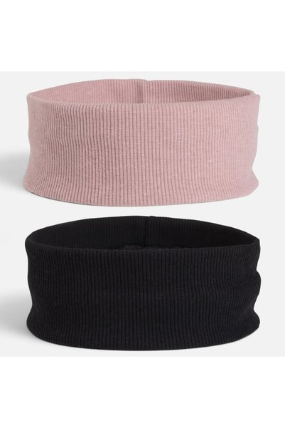 Belora Black & Nude Ribbed Headbands for Women 5.5cm - 2pcs