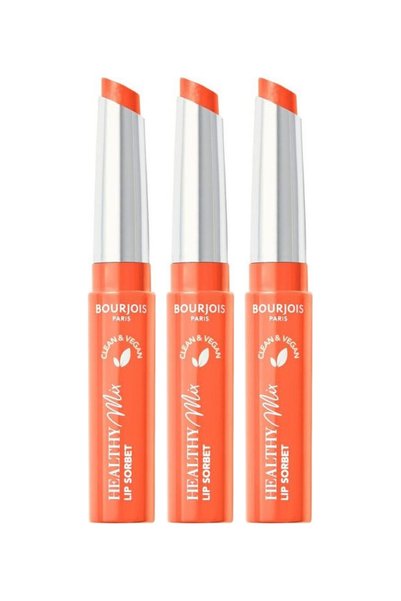Bourjois 3x PACK Healthy Mix Lip Sorbet 03 Coral'nCream colored lip balm, 1.7 g