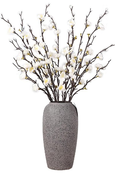 Fdit Faux Plum Arrangement Flower, Realistic Silk Plum Blossom Decoration wit...