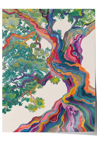 Postifull Poster abstract colorat cu copaci, fără ramă, nr. 160661