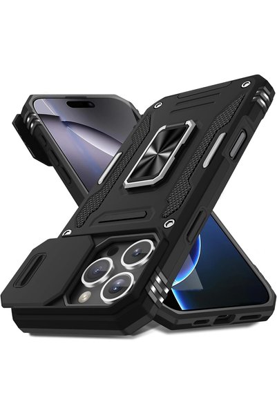 GENERAL غطاء هاتف ELEPIK لطراز iPhone 15 Pro Max مع غطاء للكاميرا، يتحمل اختب...