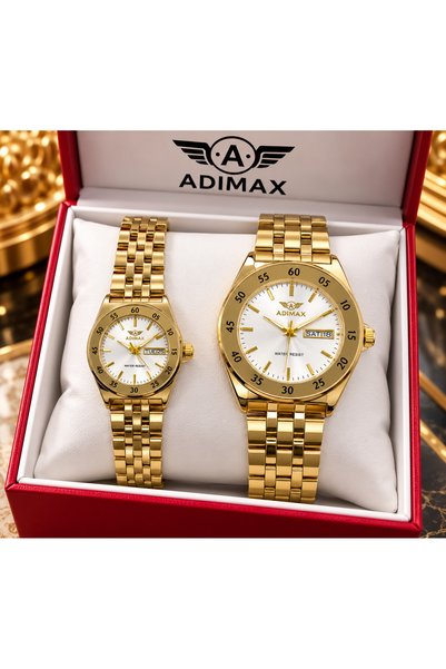Generic Brand ADIMAX Gold Couple Watch Set – Elegant Matching Watches