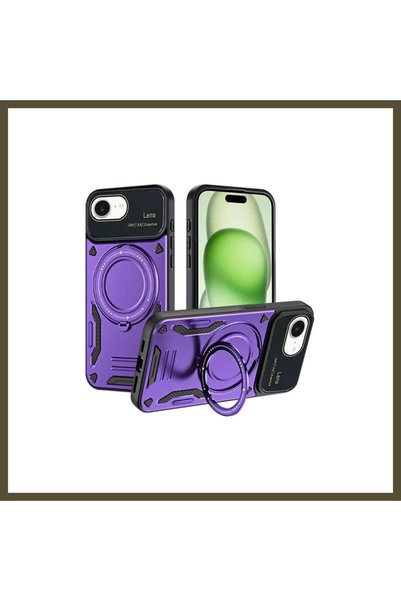 northcity n غطاء متوافق مع هاتف iPhone 16E، مع حامل عدسة Joy - لون بنفسجي BX.