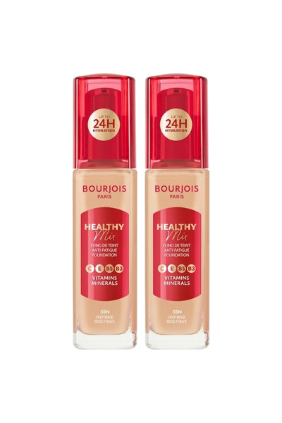 Bourjois 2x PACK Healthy Mix Foundation, 55N Deep Beige, 30 ml