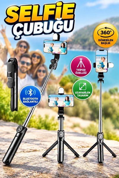 canrodi 360-Degree Rotating Bluetooth-Connected Tripod Selfie Stick