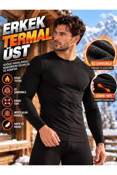 MRCANS Men's Thermal Underwear Top with Brushed Inside Lining—Winter-Ready an...