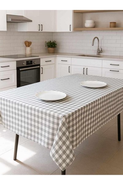 Linea Home Λινό Καρό Τραπεζομάντηλο Γκρι 150x180 LH2025827-2