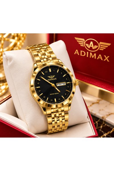 Generic Brand ADIMAX Luxury Couple Watch Set – Gold & Black
