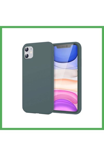Nur store Çanta غطاء هاتف iPhone 11، مصنوع من السيليكون - لون أخضر داكن، من B...