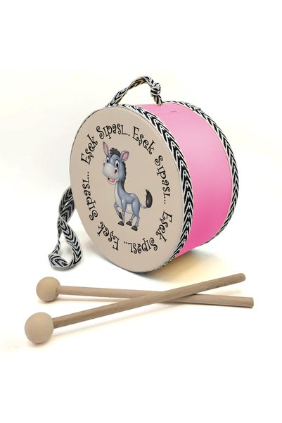 Souvenest Donkey Foal Printed Leather Children's Drum (Ages 1–5) - Pink