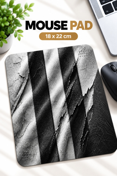 ByMeyla Modern Mouse Pad with Black-and-White Striped Design | 22x18 cm, Non-...
