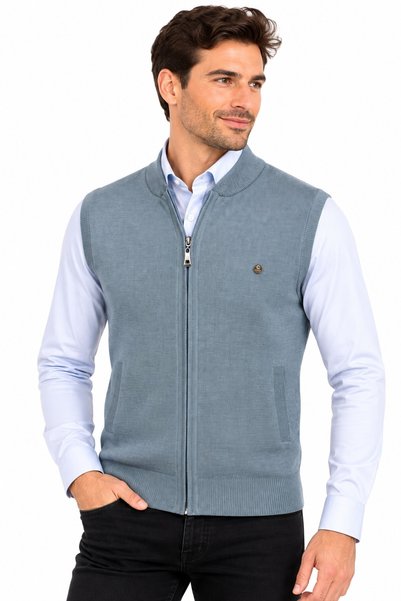 Çizgi Triko Men's Zippered Pocket, Steel-Knit Vest BGL-ST05771