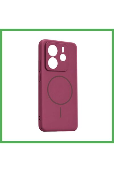 Nur store Çanta غطاء Redmi Note 14 4G Mika PC Magsafe - باللون العنابي من BEZOSS