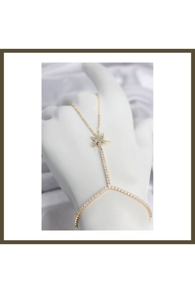 northcity n Gold-Colored Brass Starfish-Shaped Shahmeran BX with Zircon Stones