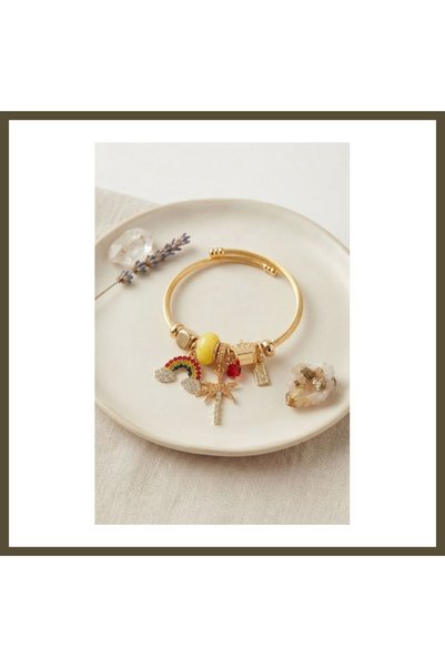 northcity n Rainbow and Yellow Palm Tree Charm Bracelet BX