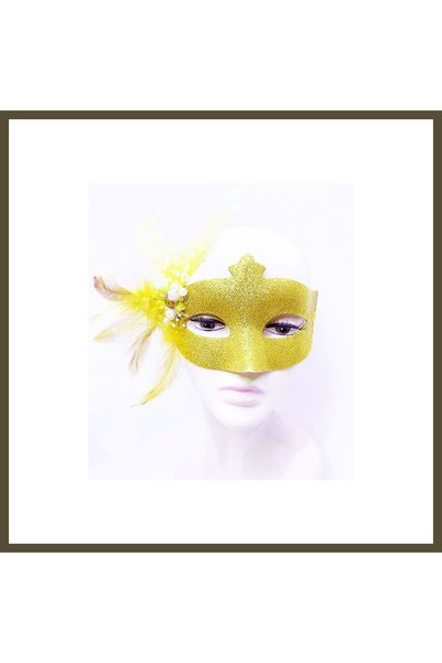 northcity n Glittery Ball Mask with Embroidered Pearl Bead Details, Gold, 13x...