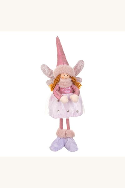 Comerivo Figurina textila de Craciun, inger cu rochie lila cu tul si strass, ...