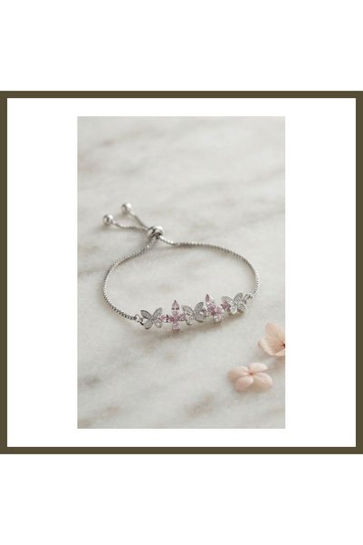 northcity n Butterfly-Style Silver-Colored Zircon-Studded Adjustable Women's ...