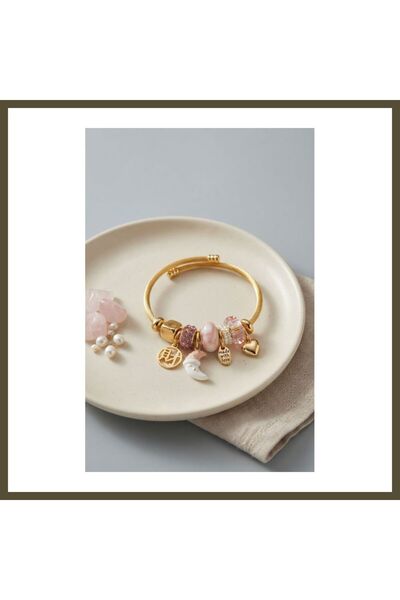 northcity n Women's Bracelet with Moon and Pink Charms BX