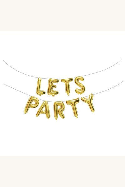 Comerivo Set baloane folie Lets Party 3m, litere argintii pentru aniversari s...