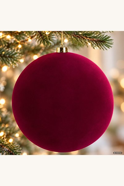 Comerivo Glob de Craciun bordo catifelat 25 cm, decor elegant pentru bradul d...