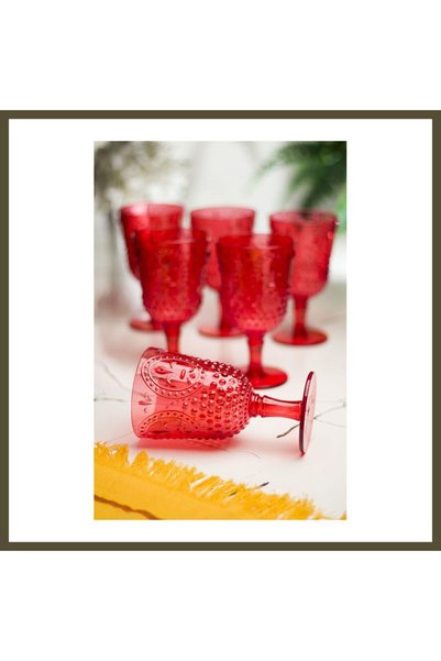 northcity n Acrylic Red Set of 6 Glasses & Water/Soft Drink/Coffee Side Glass...