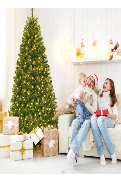 TAPIT Indoor Pre-lit Artificial Xmas Tree, Fluffable PVC Tips, Quick Section ...