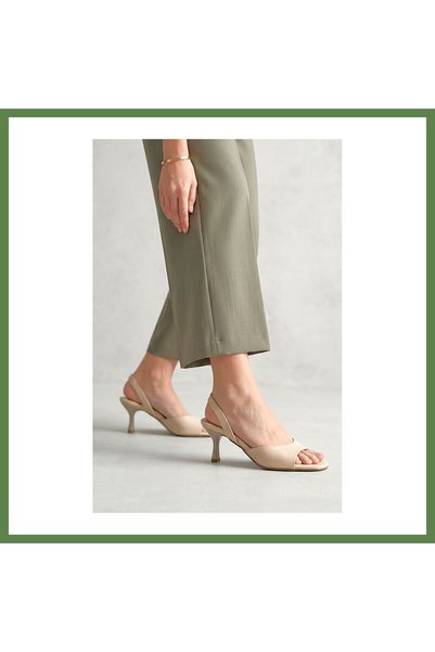 Hobibahçem Elira Women's Heeled Shoes · SIZE: 39 · COLOR: Beige Leather HB006