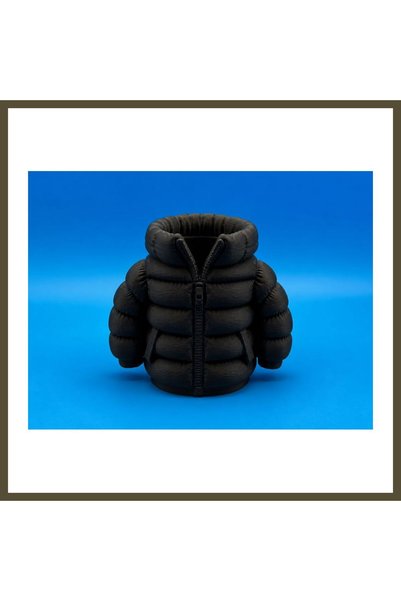 northcity n 3D-Printed Puffer Coat Pencil Holder - Desktop Organizer - Black BX