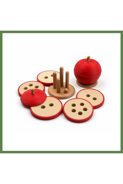 Generic Brand 3D-Printed Apple-Shaped Buttonhole Counting Set - Fine Motor Sk...