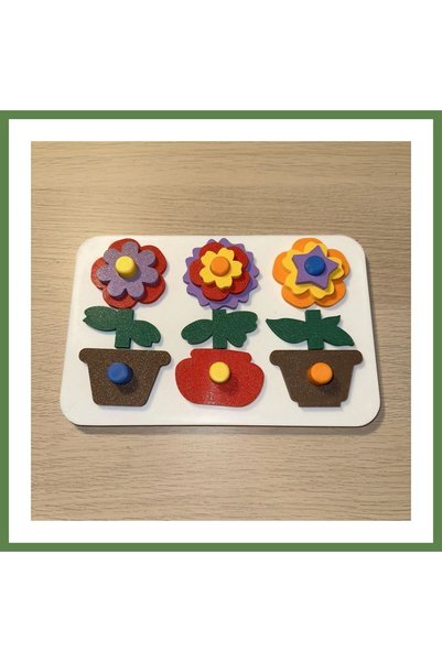 Hobibahçem 3D-Printed Flower Pot Puzzle Board - Build a Layered Flower and Ma...