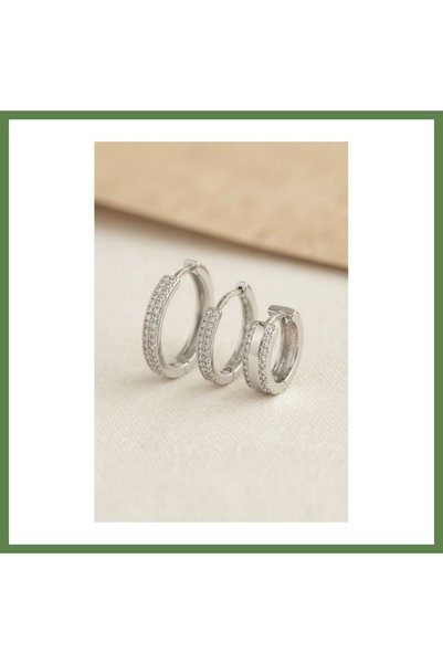 Hobibahçem Set of 3 Silver-Colored Hoop Earrings HB006