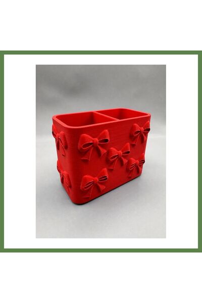 Hobibahçem 3D-Printed Bow Detail-Patterned Compartmentalized Pencil Holder - ...