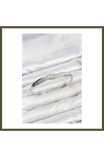 northcity n Silver-Colored Zircon-Set Spiral-Design Women's Cuff Bracelet BX