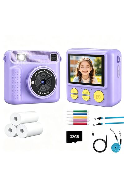 OASISGALORE Camera For Kids,Instant Print Camera Portable Video Camera Toy Fo...