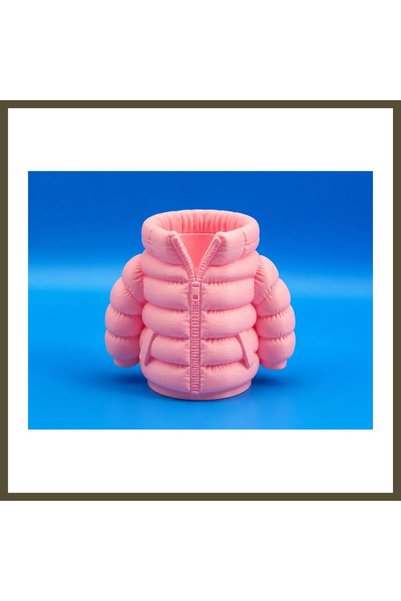 northcity n 3D-Printed Puffer Coat Pencil Holder - Desktop Organizer - Pink BX